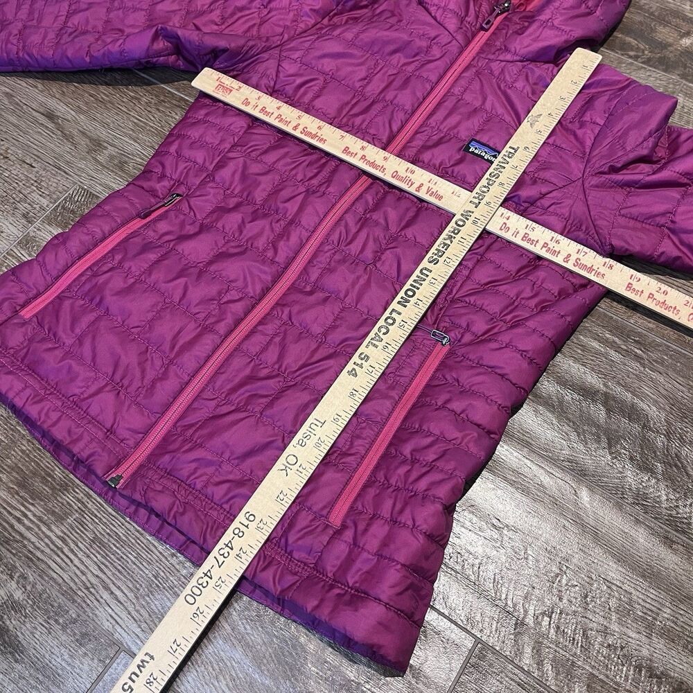 Patagonia Nano Puff Jacket Womens Small Magenta Hoody Thermal Hooded Puffer Coat - Picture 7 of 15